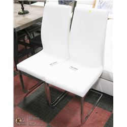 PAIR OF WHITE LEATHERETTE SIDECHAIRS