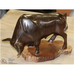 HAND CARVED IRONWOOD BUFFALO