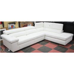 NEW WHITE LEATHERETTE LIFT BACK SECTIONAL