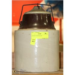 ANTIQUE CROCK & LID.