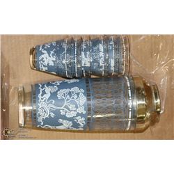 BLUE GRECIAN COCKTAIL SET.