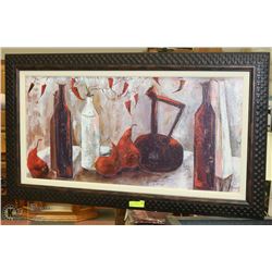 WINE AND FRUIT OIL PAINTING SIGNED 47"X27"
