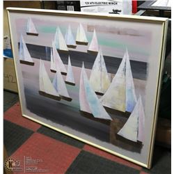 51X41" FRAMED SAILBOAT OIL ON CANVAS