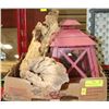 Image 1 : 2 METAL RED CANDLE LANTERNS AND LARGE DRIFTWOOD