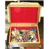 Image 1 : 1960'S WOODEN JEWELLERY BOX  WITH CONTENTS