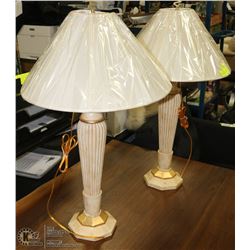 SET OF 2 IVORY COLOR TABLE LAMPS WITH SHADES