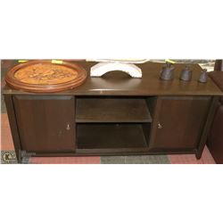 DARK STAINED WOOD TV STAND