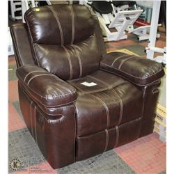 BROWN LEATHERETTE RECLINING SOFA CHAIR