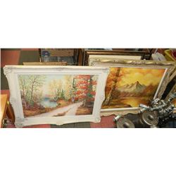 GROUP OF 4 ASSORTED PICTURES-2 ARE OIL ON CANVAS