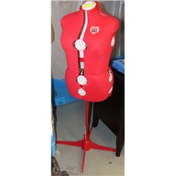SINGER RED MANNEQUIN FORM W/STAND, 13
