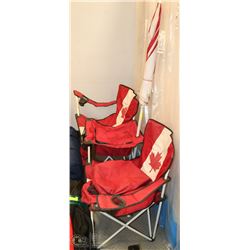 CANADA FLAG DOUBLE CAMP CHAIR WITH COOLER (USED)