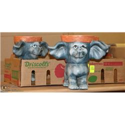 LOT OF 3 ELEPHANT POTS NEW   7"