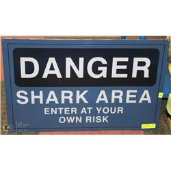 LARGE DANGER SHARK AREA METAL SIGN