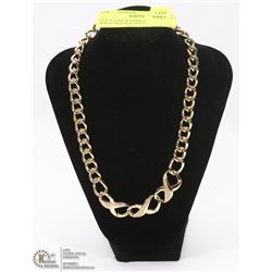 GOLD TONE & RHINESTONE WREATH STYLE NECKLACE