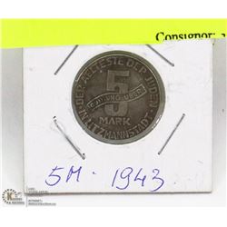 NAZI JEWISH GETTO COIN, 5 MARK