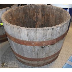 LARGE VINTAGE 1/2 WOOD BARREL PLANTERS -