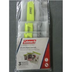 New 3 pack of Coleman splash-proof  pouches / 5x7 - 7x10 - 10.5x13.5