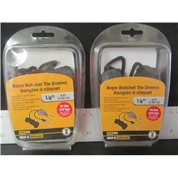 2 New packs of Rope Ratchet Tie Downes / 2 per pack 4 total