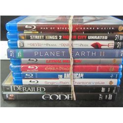 10 DVD Movies / 8 are Blue Ray