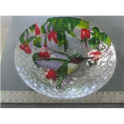 Beautiful Glass 3d Hummingbird Bowl 18 inches