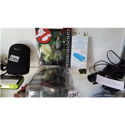 NEW GHOSTBUSTER FIGURE AND SONY HEADPHONES AND NEW USB BATTERY PACK