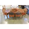 Image 1 : WALNUT DINING TABLE AND SIX CHAIRS