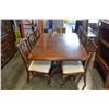Image 2 : MAHOGANY PAW FOOT DINING TABLE WITH 8 CARVED CHAIRS AND 2 LEAFS