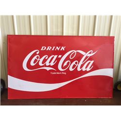 LARGE VINTAGE COCA COLA STEEL SIGN MADE IN CANADA