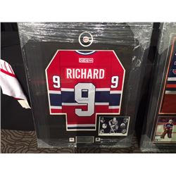 MAURICE RICHARD SIGNED FRAMED JERSEY WITH COA