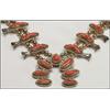 Image 1 : Navajo sterling silver "squash blossom" necklaceformed of a double strand of globular beads with...