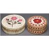 Image 1 : Two Woodland circular lidded birch bark boxes, each decorated with colourful quillwork and a band...
