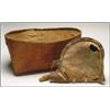 Image 1 : A Woodland birchbark container, together with a Pueblo Indian hide canteen, 15" - 38.1 cm., See...