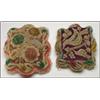 Image 1 : Two Woodland miniature cushions, each decorated with clear and coloured floral beadwork, 10" - 25...
