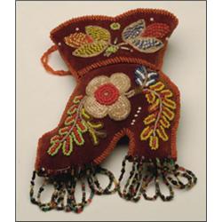 A Woodland cloth ladies boot pouch, decorated with floral beadwork, 6" - 15.2 cm., See illustra...