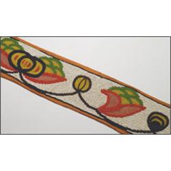 A Woodland blanket strip decorated all over with floral beadwork on a white ground, 38" - 96.5 cm...