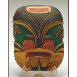 ALEX HUNT, A Northwest Coast carved and painted wood "Man From Sea" mask, signed and titled, 9"...