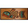 Image 1 : JOHN LIVINGSTON (1951-), Vancouver:, SALMON, carved and painted red and white cedar plaque, 40"...