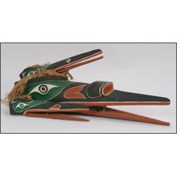 H. KING, A Northwest Coast Kwakiutl Hokhokw carved and painted wood mask, the multi heads with...