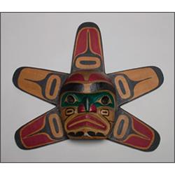ELLEN NEEL (-1966), A Northwest Coast Haida carved and painted wood Kakasolas (sun) mask, signe...