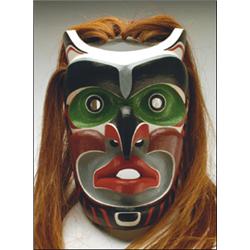 JOE PETERS JR. (1960), Cormorant Island,, A Northwest Coast Kwakiutl carved and painted wood Bo...