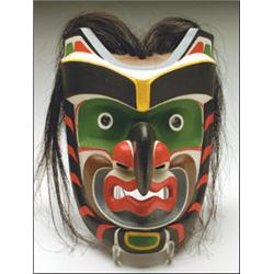 RUSSELL SMITH (1950-), Alert Bay, BC:, A Northwest Coast Kwakiutl carved and painted wood Bookw...