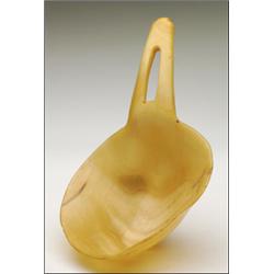 A Northwest Coast horn spoon with open-work handle and a deep oval bowl, 11" - 27.9 cm., See il...