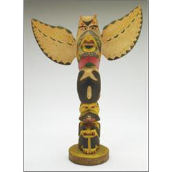 COTOOMELET, HOTUTSTUM TRIBE, A Northwest Coast carved and painted wood totem pole, 12" - 30.5 c...