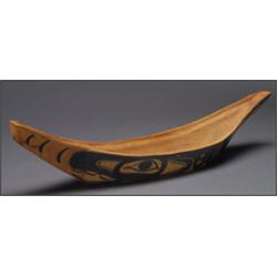 A Northwest Coast carved and painted wood canoe model, signed J. Bob, 22.5" - 57.2 cm., See ill...