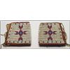 Image 1 : A pair of Plains hide cuffs, decorated in beaded geometric motifs on a white ground,, 5.5" - 14...