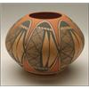 Image 1 : A HOPI POLYCHROME SEED JAR, with flaring body and compressed shoulder, finely painted over an ear...