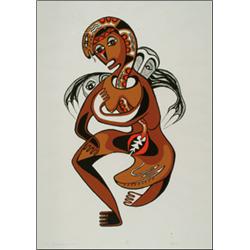 DAPHNE ODJIG (1919-), BAD MEDICINE WOMAN, framed serigraph, 47/60, 42" x 30" - 106.7 x 76.2 cm....