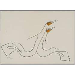 BENJAMIN CHEE CHEE (1944-1977), TWO GEESE, framed acrylic on paper, signed and dated lower left...