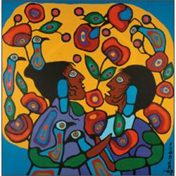 NORVAL H. MORRISSEAU, R.C.A. (1932-), UNTITLED, unframed acrylic on canvas, signed lower right...