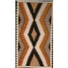 Image 1 : A NAVAJO RUG, mid 20th Century, a repeating stepped lozenge pattern in ivory, black, grey and bei...